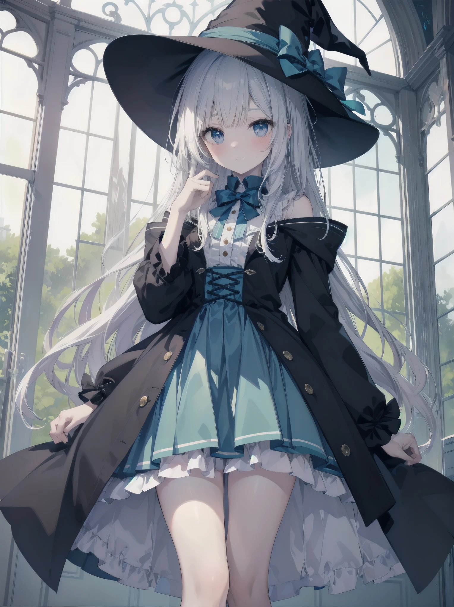 🎶, (🧙‍♀️), ✡, ✨(black hat), , Alice in Wonderland, Alone, very beautiful, cute, adorable, embarrassed, alone, blue eyes, white skin、look at viewer、looking up,kawaiitech, pastel colors, kawaii, cute colors,Alice in Wonderland, alone, very beautiful, cute, adorable, embarrassed, alone, blue eyes, white skin,skirtlift
