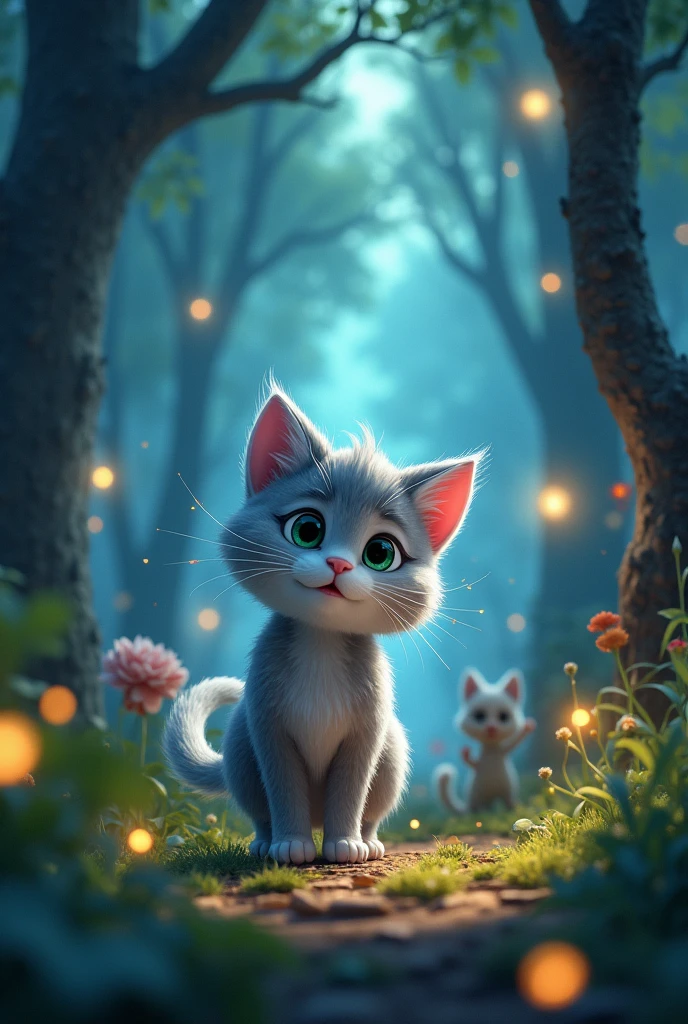Create an animated story about a kitty who wants to save her kitten