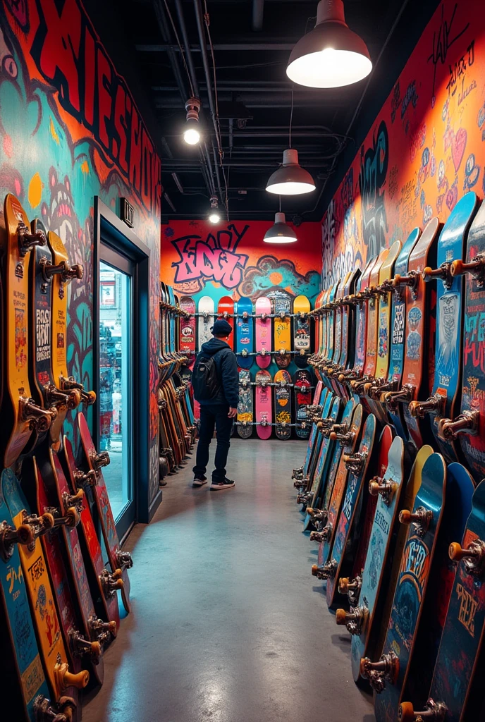 skate shop and street art, with graffiti
