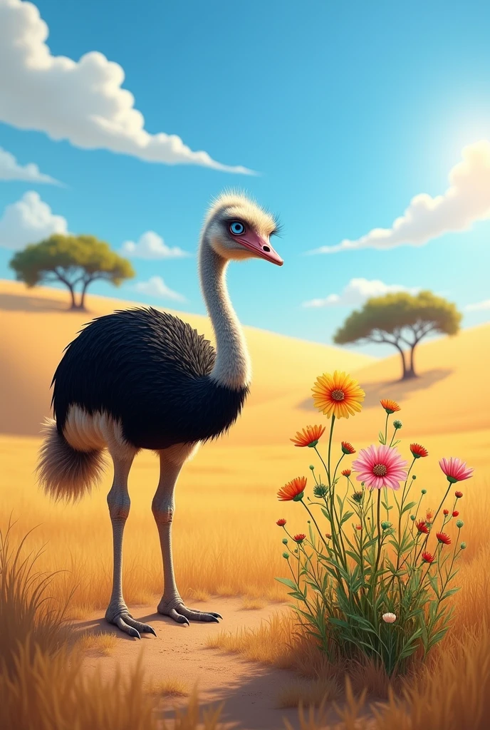 ostrich studying