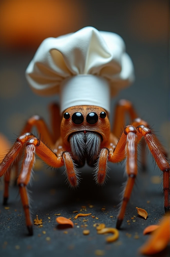 Spider wearing a Halloween chef hat