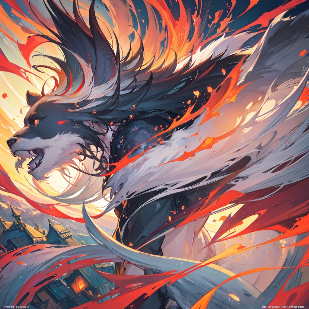 Bear in anime style, bear hybrid, sitting on the roof, anime style, detailed, cinematic lighting, warm color tones, intricate details, highly detailed, masterpiece, best quality, 8k, hyper detailed, sharp focus, vivid colors, natural lighting, atmospheric, dramatic, fantasy, surreal, ethereal, mystical, whimsical, magical realism
