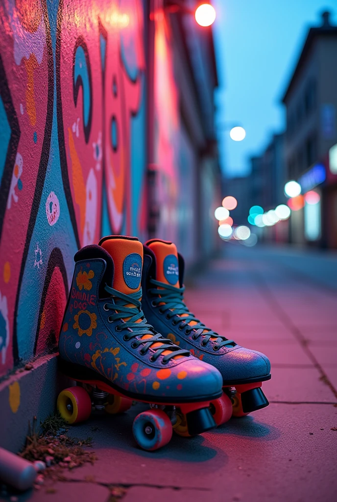 skates and street art, with graffiti