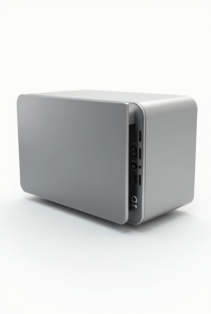 Create a portable microwave, without an opening handle on the door, upturned and realistic, on a white background