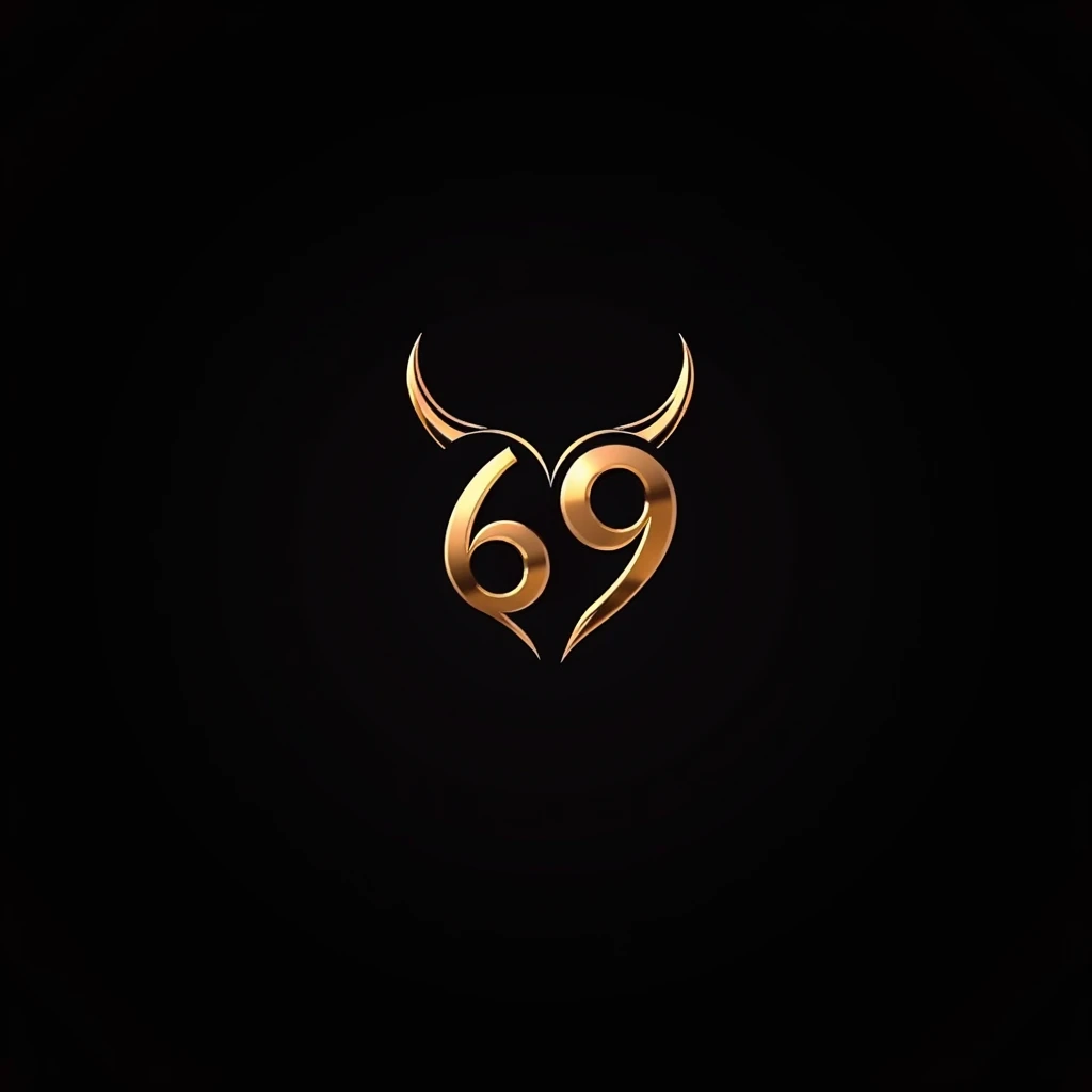 make me luxury and elegant looking, hot and spicy logo for my dating portal, name is 69, make number "6" looks like heart, and make number "9" in this logo looks like devil horns (ONLY NUMBER 9), this logo should be erotic, 2D, simple, uniform black background