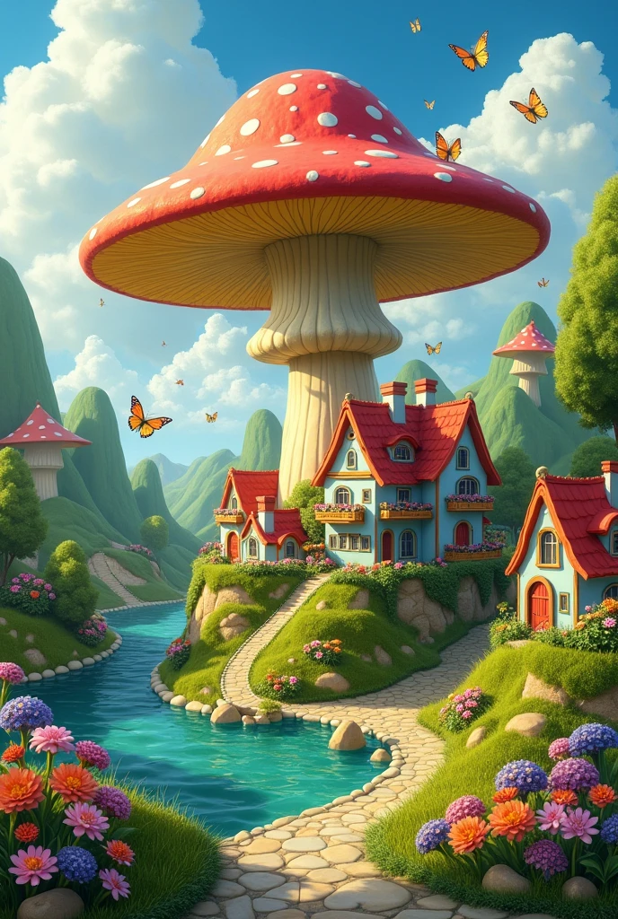 Lazy town sitting on a giant mushroom i


 