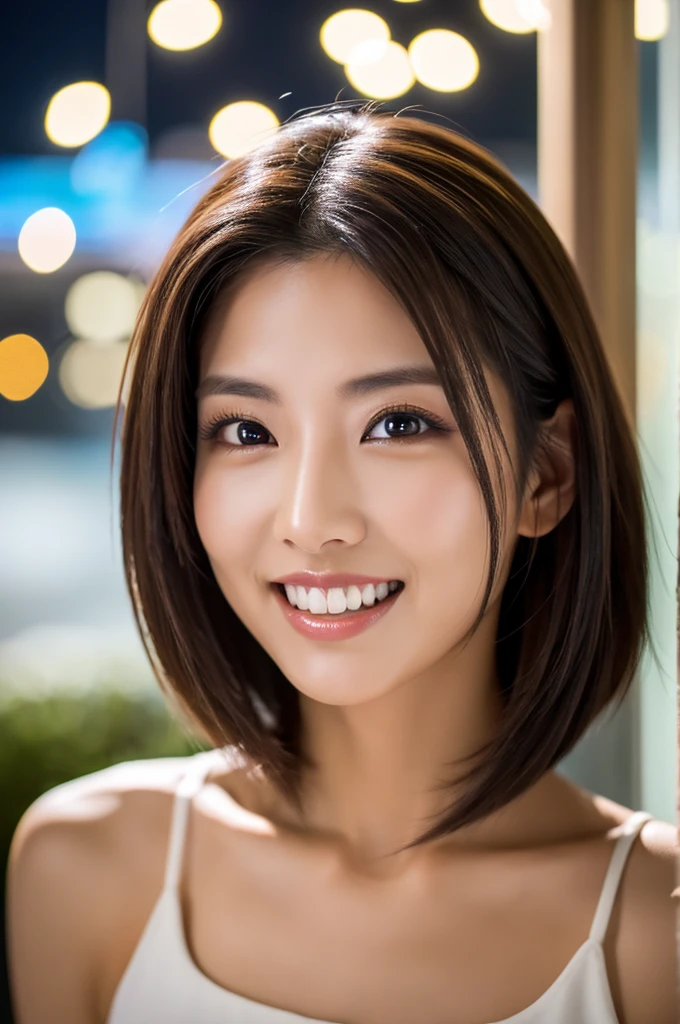 Highest Resolution, 4K, masterpiece: 1.3), Japanese Mature, A photo of a woman, sexy: 1.1, Beautiful Eyes, Slim figure, Realistic teeth, double eyelid, whole body, Highest quality, detailed, beauty, Married women, night, illumination