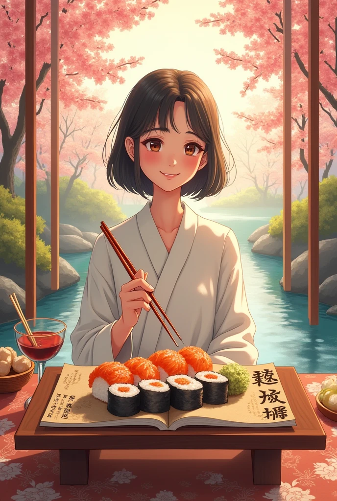 Make me an invitation to a sushi restaurant with two boxes to sign That says " It would be a great privilege for me to have you accompany me, my love. "