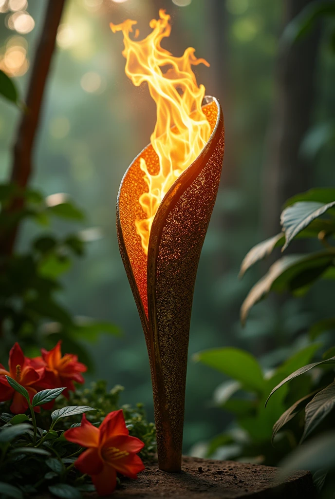Create an Olympic torch inspired by the Amazon