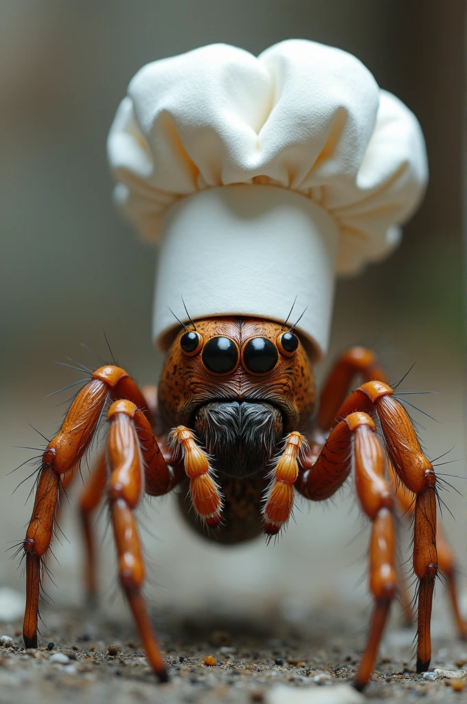 Make a spider wearing a chef's hat 