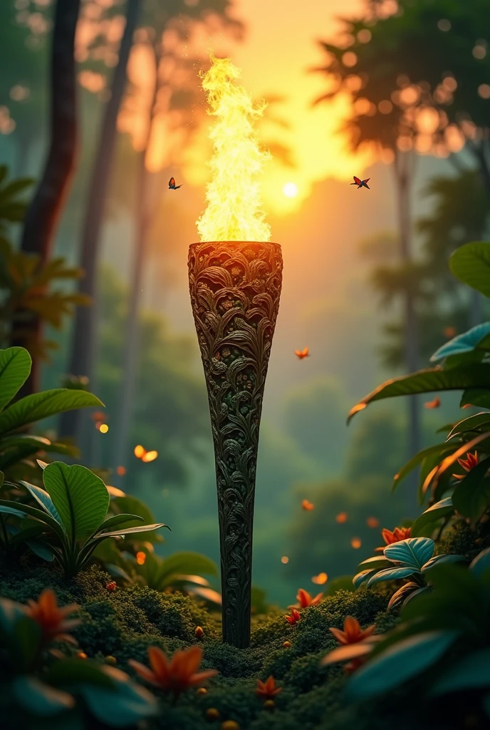Create an Olympic torch inspired by the Amazon 