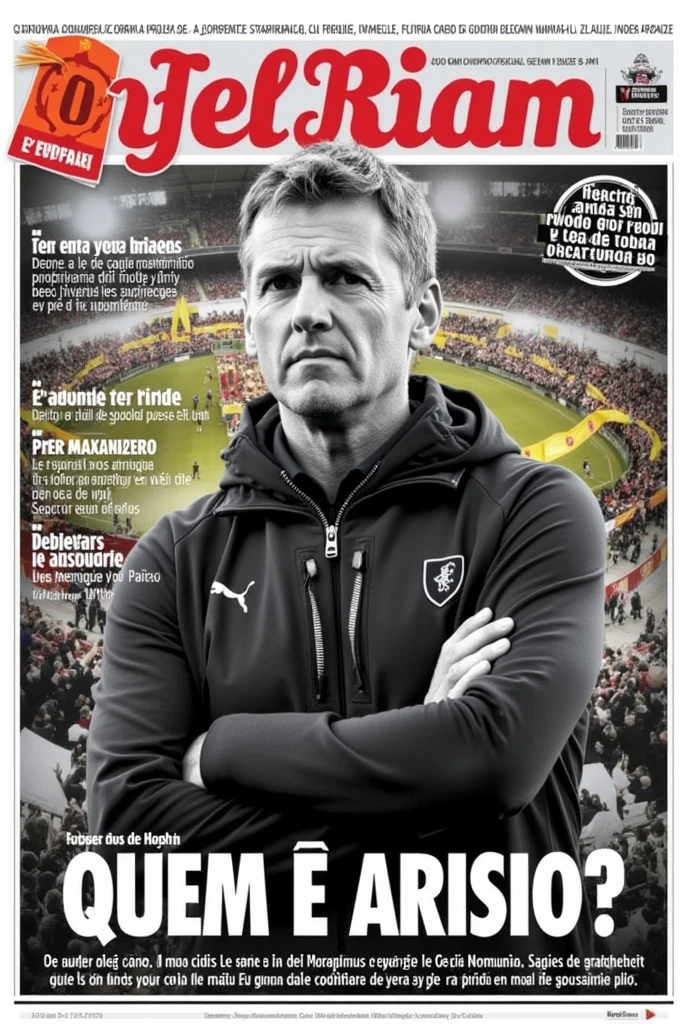 Newspaper cover,Fulham coach asking?:Who is Arisio? Everything translated to Portuguese