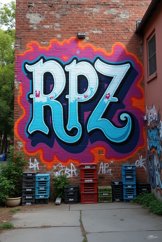 streetart, with graphite pencils with the initials RPZ