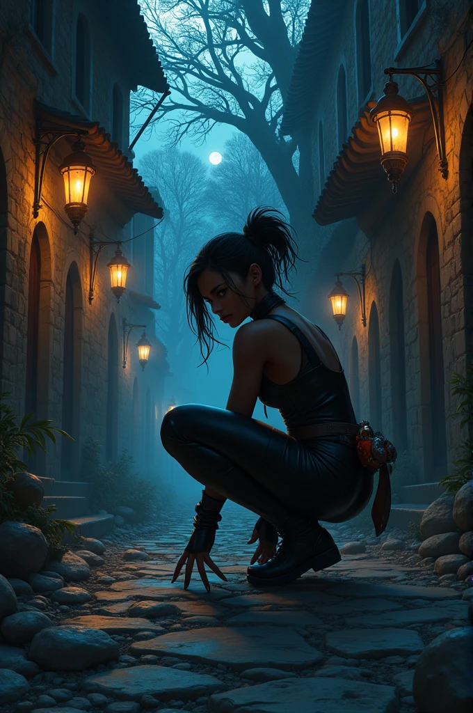 A Black teenage girl, A cunning and fearless amateur thief. Good with daggers and poison. A secretive person. Who lived in the small towns bordering the great kingdoms
