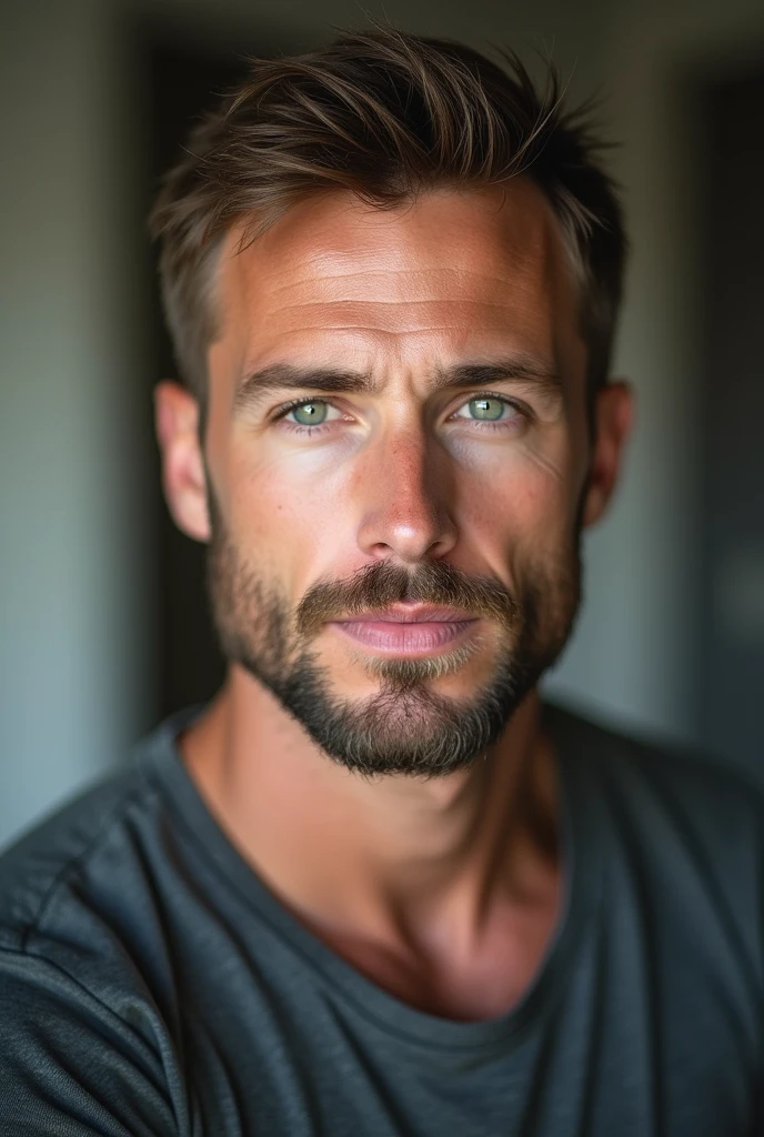 White man, green eyes, short hair, short beard, complexion media, Height of 1.73 meters, 90 kg of weight