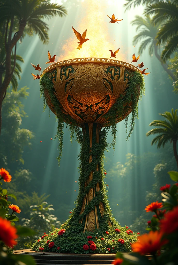 Make an Olympic cauldron inspired by the Amazon