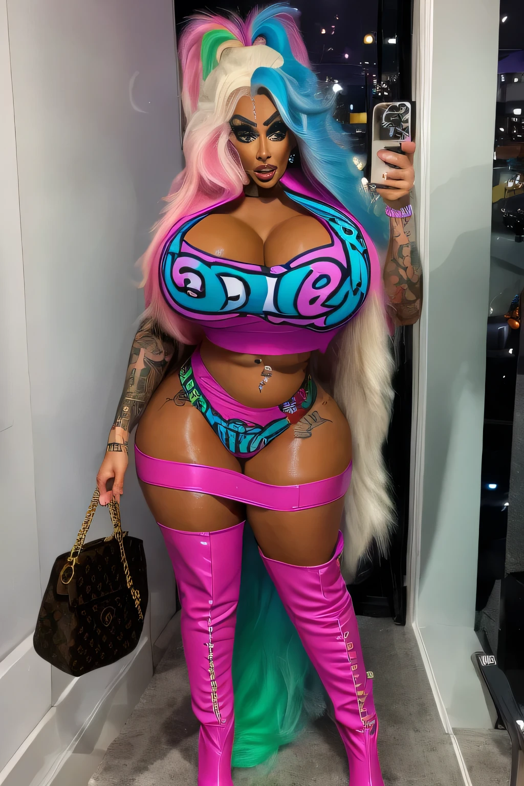 bimbos, mature bimbos, milfs, huge fake lips, huge fake breasts, fake booty, hair extensions, rainbow hair, very long hair, holding louis vuitton bag, fake eyelashes, very fake tan, long eyelashes, louis vuitton bag, drawn on eyebrows, bimbo makeup, tattoos, louis vuitton bag, very long fingernails, extremely long fake nails, thigh high boots, drag queen, transgender bimbos, very tanned skin, tattoos on chest, fake bimbodolls, silicone bimbodolls, heavily inked, face tatoos, fur, huge cleavage, pornstar, pouty lips, plump lips, massive lips, lip filler, cross-eyed, clown, Kawaii, futa, bulge, boner, rave, smoking cigarette, gucci, louis vuitton, chanel, slutty, midriff, very thick, fat, pawg, bbw, bellybutton piercing, walking, busy street, outside, london, oxford street, bystanders, full body view, face detail, high quality