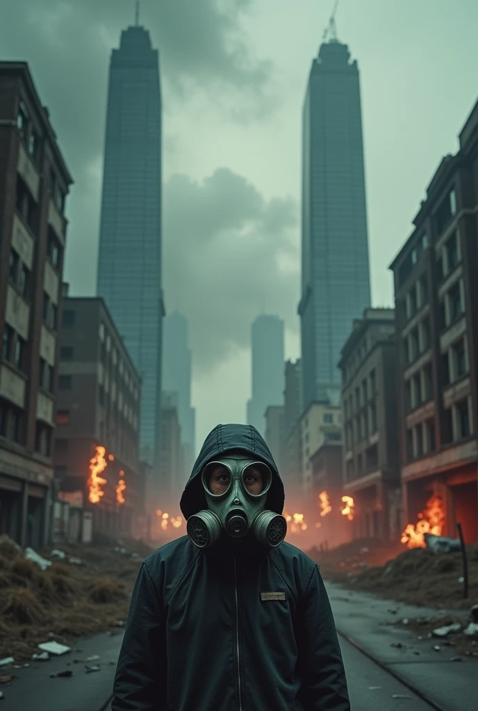 Image of a city devastated by the smoke of pollution from fires