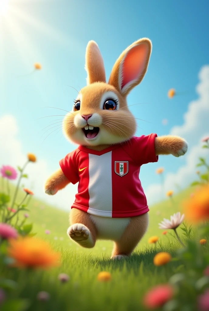 Rabbit wearing a Peru shirt