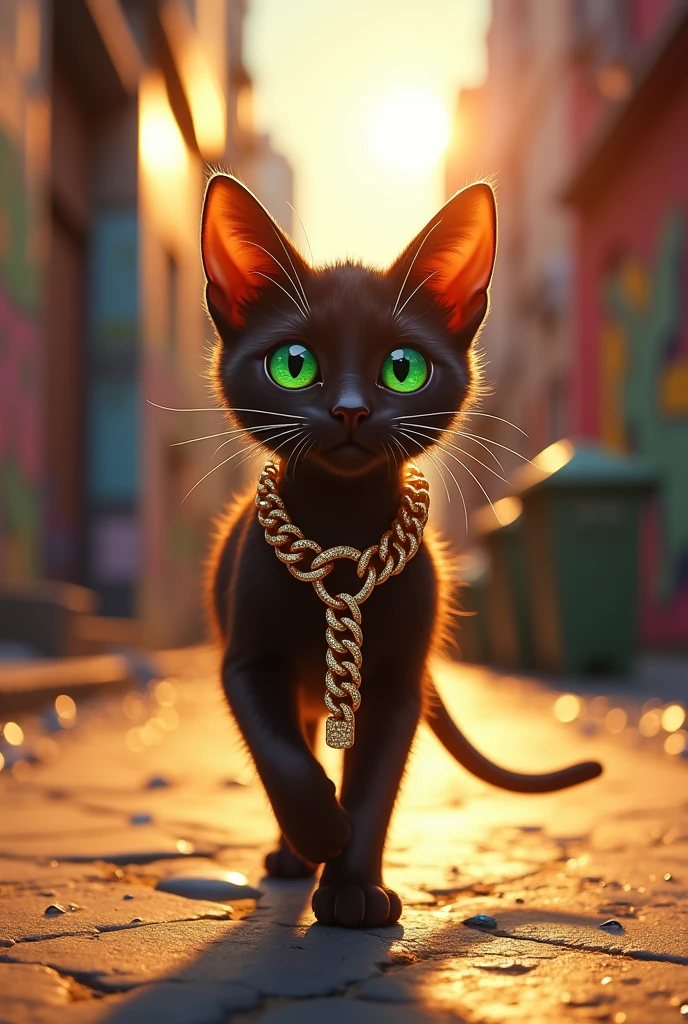 Cat with a magnate chain