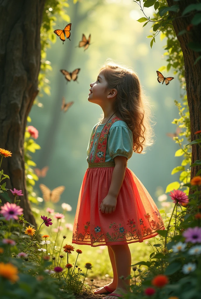 Young girl in full clothes.transparent entry