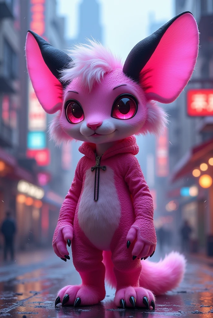Character: Protogen ( Furry Specie ) with pink Total Part skin, Eyes Visor pink, Ears Inside Total part black and pink liters
Clear Visor Face/ Eye 
Fluffy Tail
Tail White
Total part pink
Full Body