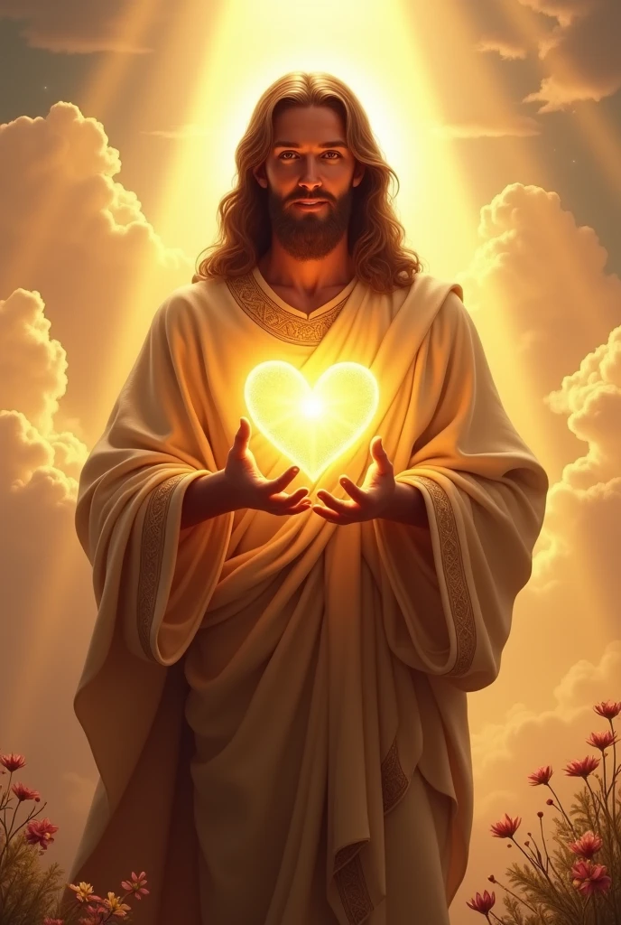 Wonderful Jesus Christ with a smile on his face, second with a heart in his hands