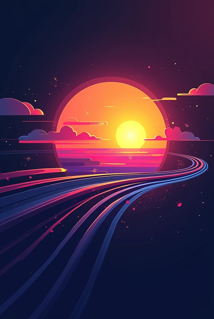 Gaming logo. With name Hyper Horizon. Use imagery like a stylized horizon with a rising or setting sun, combined with abstract shapes or speed lines to convey movement and excitement.