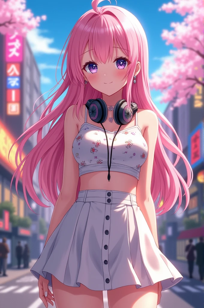 Create an anime girl with medium tits