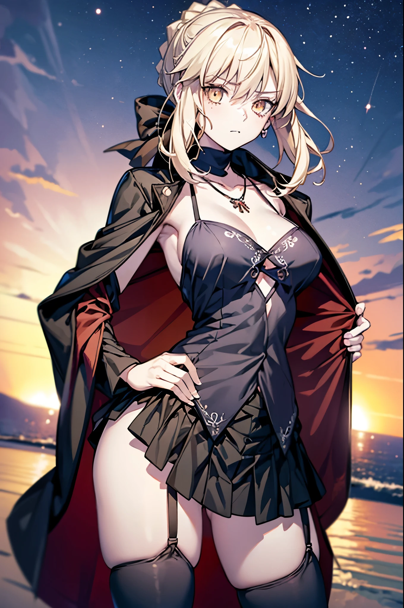One girl, Red eyes, chest, large chest, Shorts, Crop Topwear, shot_jacket View Viewer, Thigh straps, (Super detailed)), ((figure)), ((Disheveled Hair)), (beautiful Fine grain), beautiful, wonderful, Fine grain, (((masterpiece))), (Realistic:0.5), Highest quality, woman, seductive Anime Girls, chest and Browsing Caution, beautiful alluring anime woman, beautiful alluring anime , (Anime Girls), with a large chest, [ 4k digital art ]!!, attractive Anime Girls, beautiful Anime Girls, Sexy Girl, Anime Girls, Anime s, Kantai Collection Style, masterpiece, Browsing Caution, Highest quality, masterpiece, Highest quality,Official Art,Highly detailed CG Unity 8k wallpaper, I slicked my hair back., Earrings, necklace, freckles, View Viewer, Bokeh Background,Body-facing camera, close,