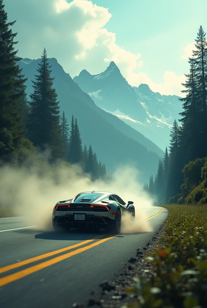 Draw a car damaging the environment