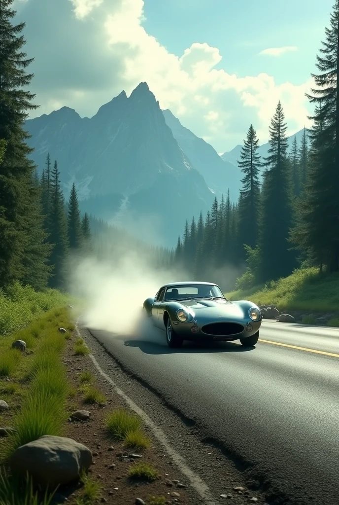 Draw a car damaging the environment