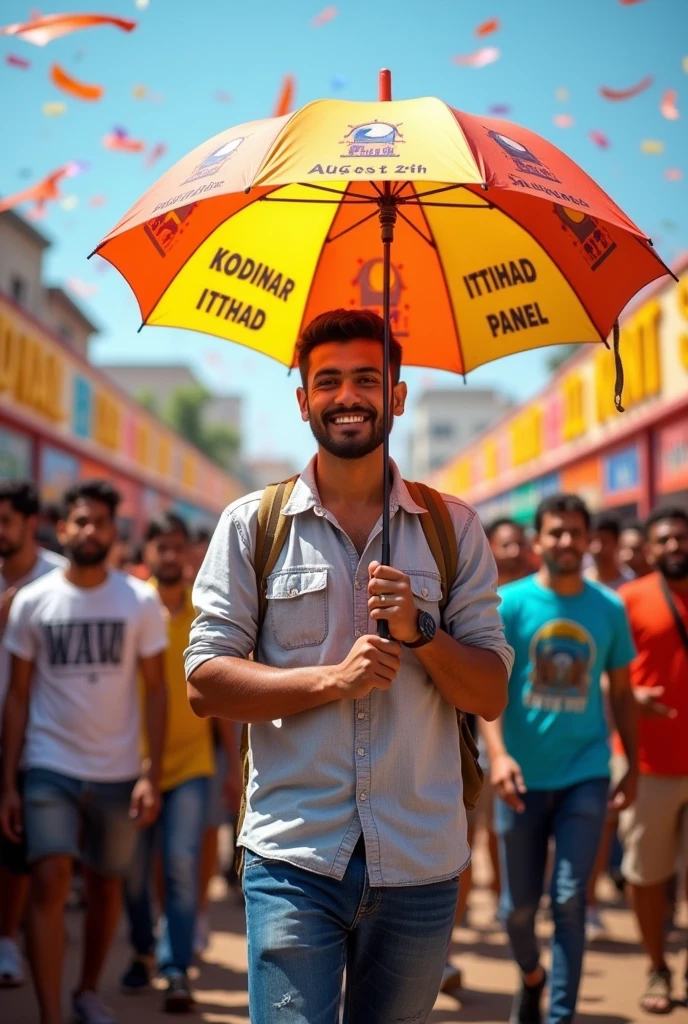 KODINAR ITTIHAD PANEL Written with umbrella a balleting day 25th august with asian male happy crowd