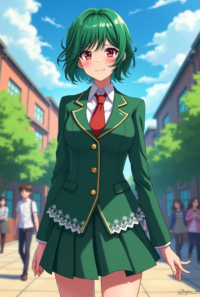 Deku from My Hero Academia in a FEMININE school uniform, and I continue to be a man 