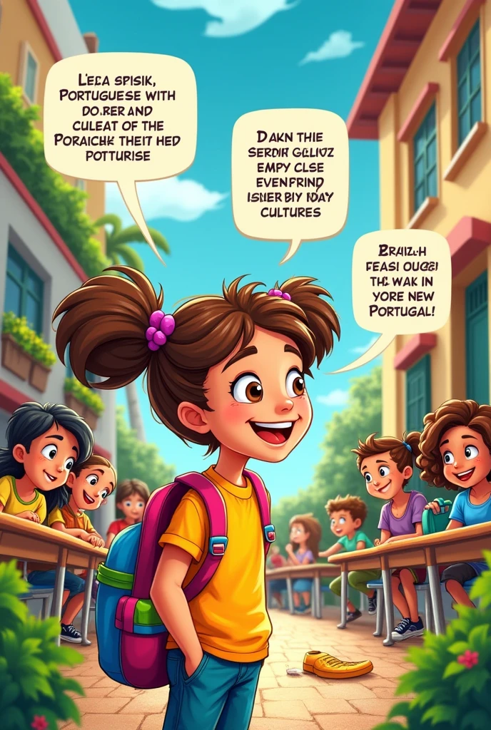  It's a comic strip, through which you'll explain to a first-grade student why it's important to dedicate themselves to studying Portuguese..