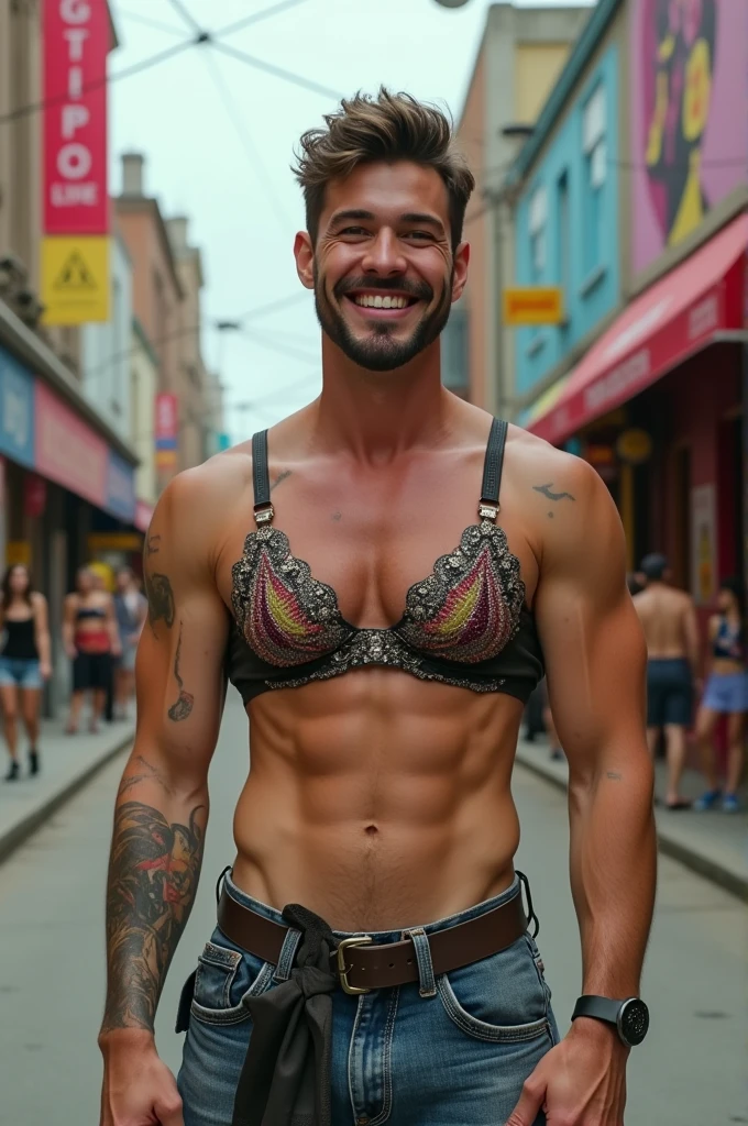 Man wearing a bra