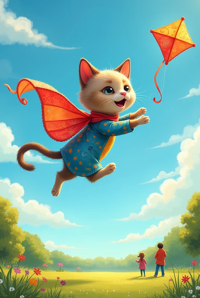 Take a picture of a kite cat for a character I'm creating.