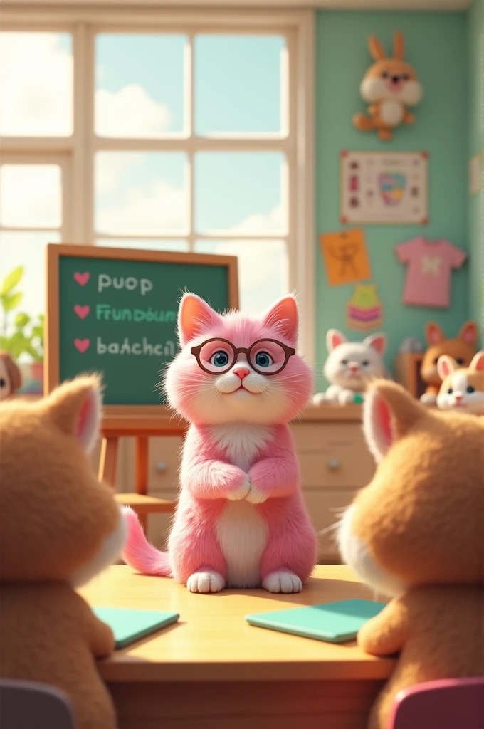 Cat cute pink teacher school