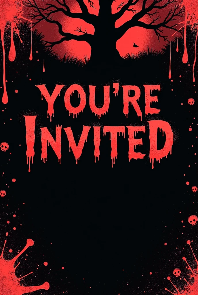 Extremely scary Halloween invitation with blood, and a blank space to write to write the person's name.