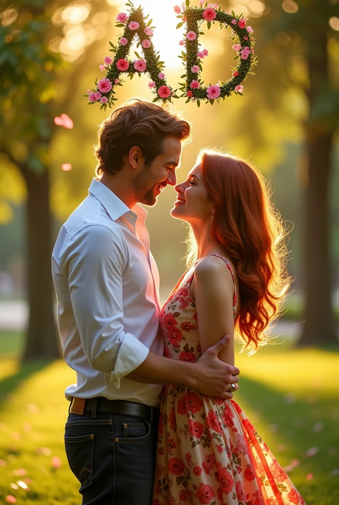 Create a photo where two people are in love and it has the letters A and D