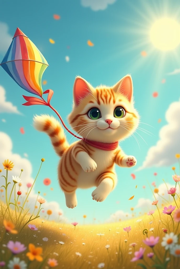 Take a photo of a cat with a kite tail for a character I'm creating.