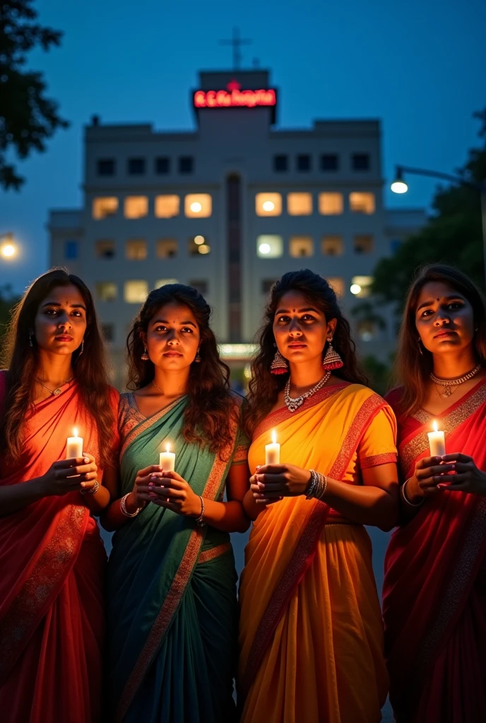 Kolkata girls are protesting in front of R.G Kar Hospital at night demanding justice for Dr. Moumita's rape