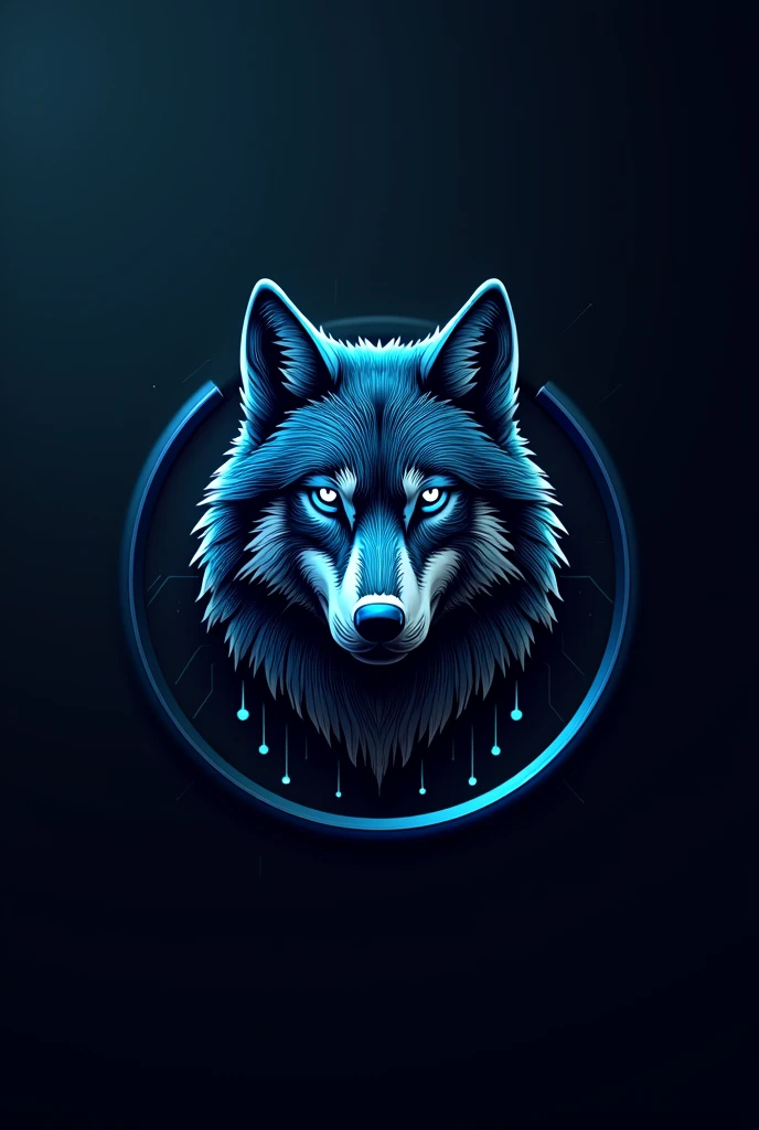 Wolf logo with tech features