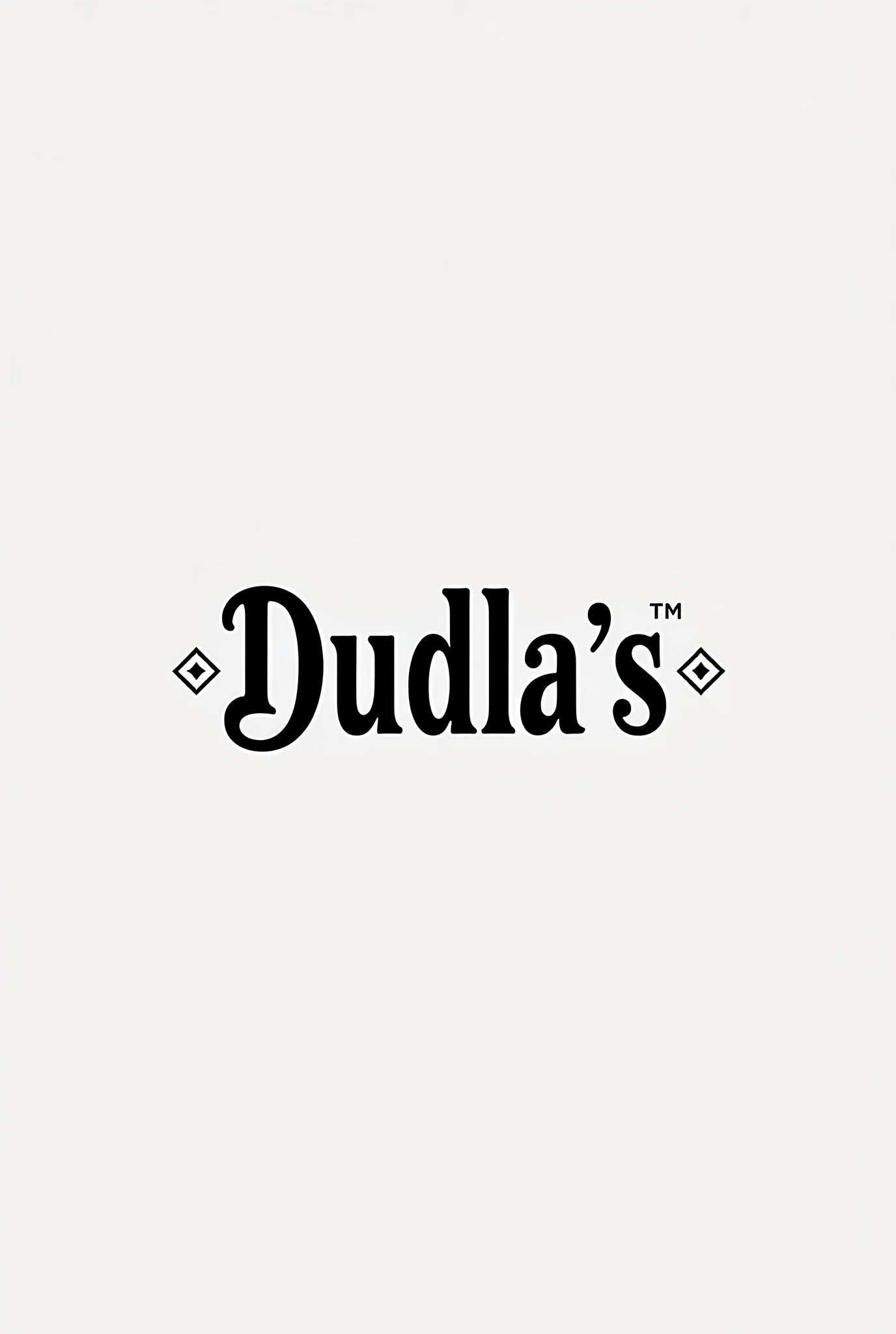 Minimalist and monochrome logo with the name dudla's