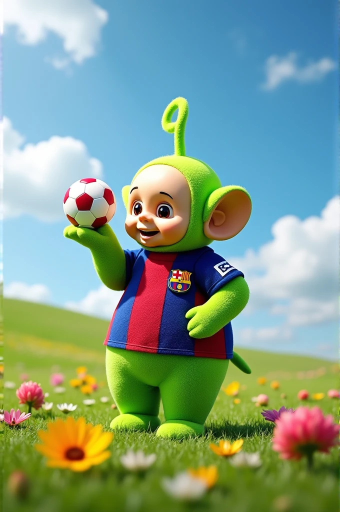 Dipsy wearing the FC Barcelona shirt