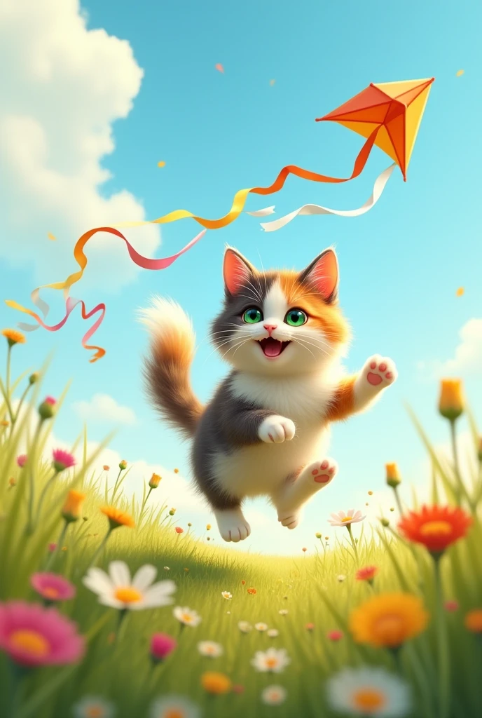 cat with a kite tail