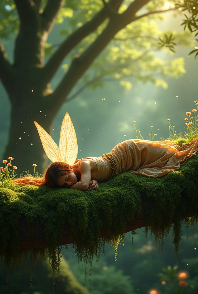 Two people lying on a line, a fairy and a human