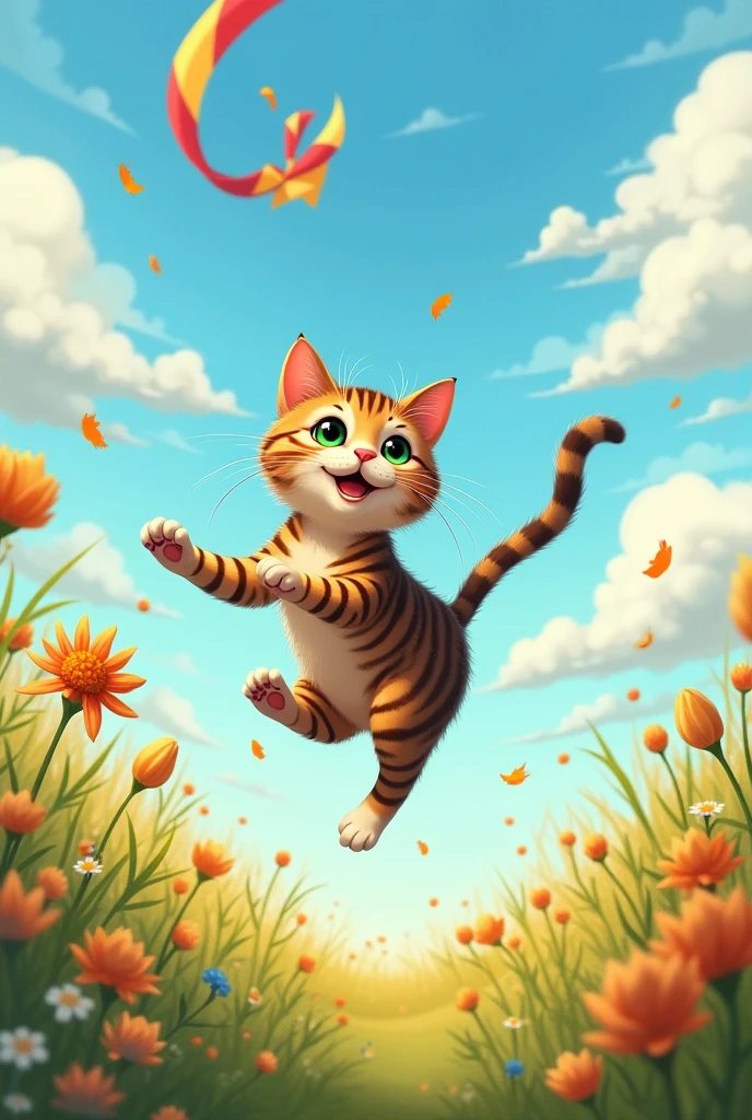 A cat with a kite tail 