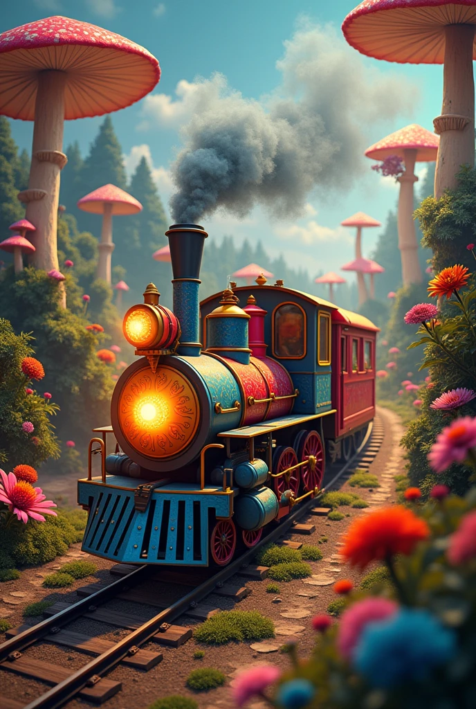 Train running and electrons moving.
Alice in Wonderland looking