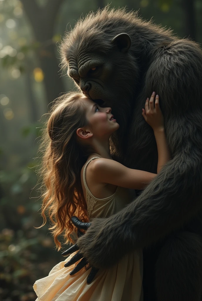 A beast brutally raping a beautiful young girl